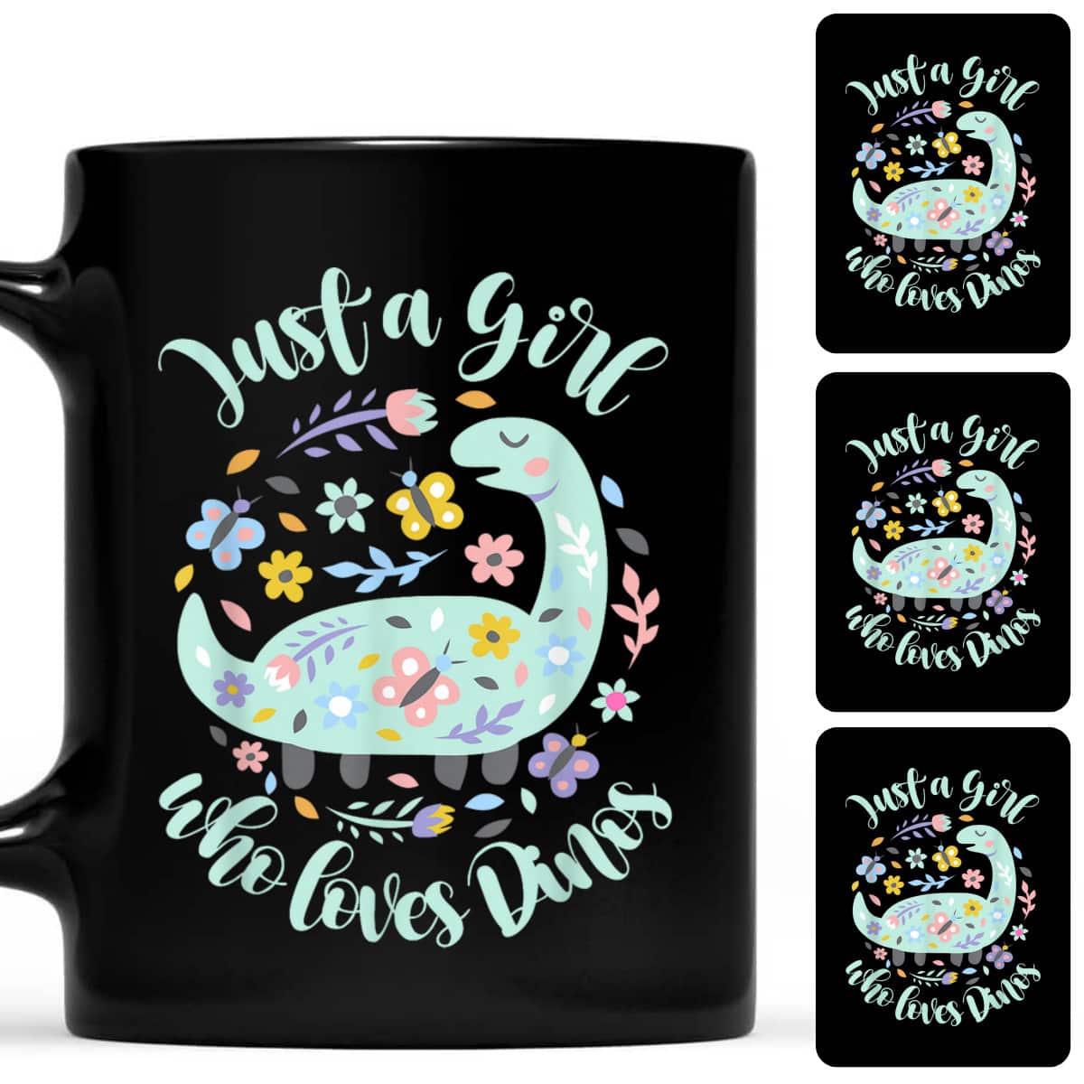 Just A Girl Who Loves Dinosaurs Dinos Flowers Butterflies T-Shirt Just A Girl Who Loves Dinosaurs Dinos Flowers Butterflies T-Shirt