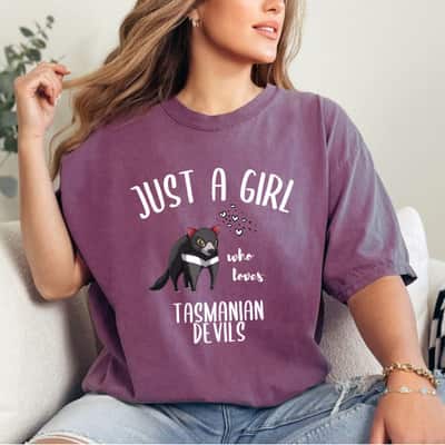 Just A Girl Who Loves Tasmanian Devils With Hearts T-Shirt