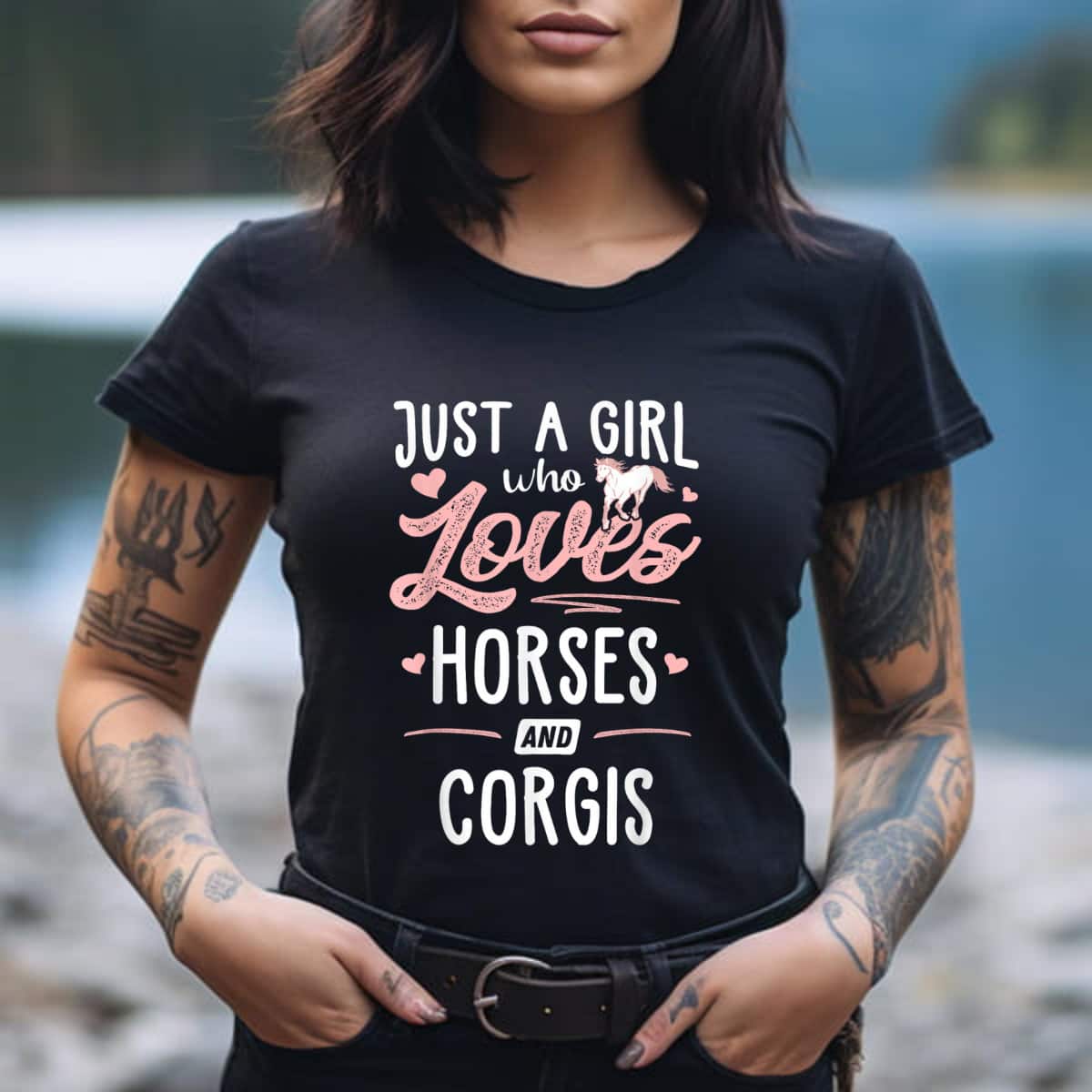 Just A Girl Who Love Horses And Corgis Horse Corgi T-Shirt Just A Girl Who Love Horses And Corgis Horse Corgi T-Shirt