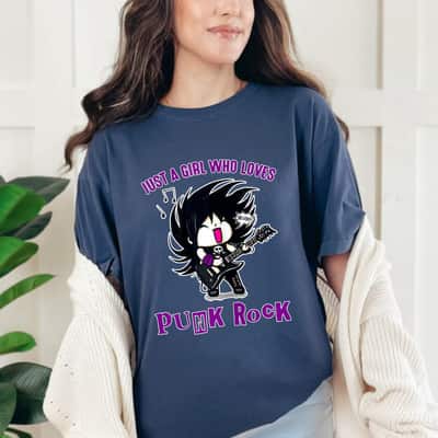 JUST A GIRL WHO LOVES PUNK ROCK Cute Punk Kawaii Emo Goth T-Shirt