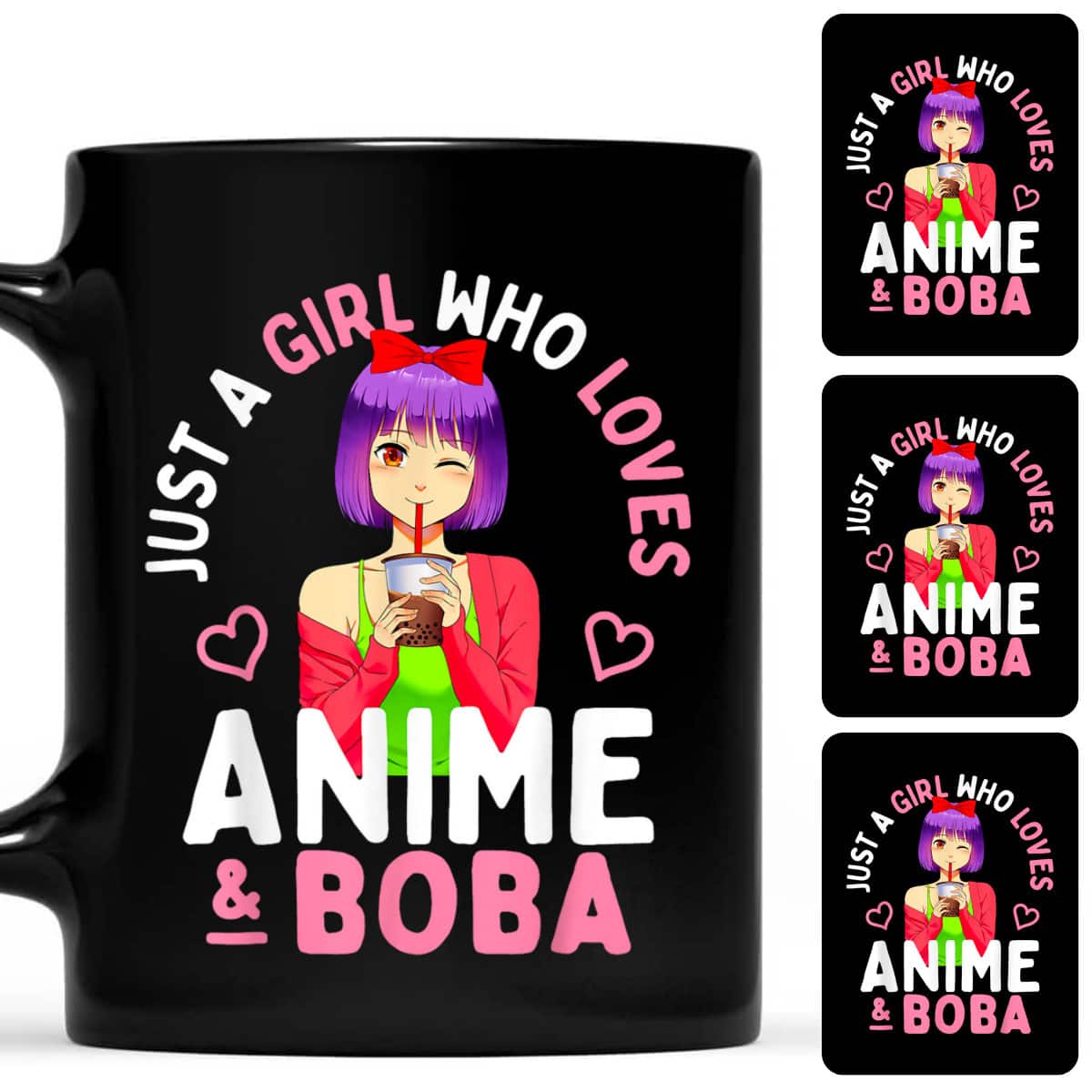 Just A Girl Who Loves Anime And Boba Bubble Tea Teen Gift T-Shirt