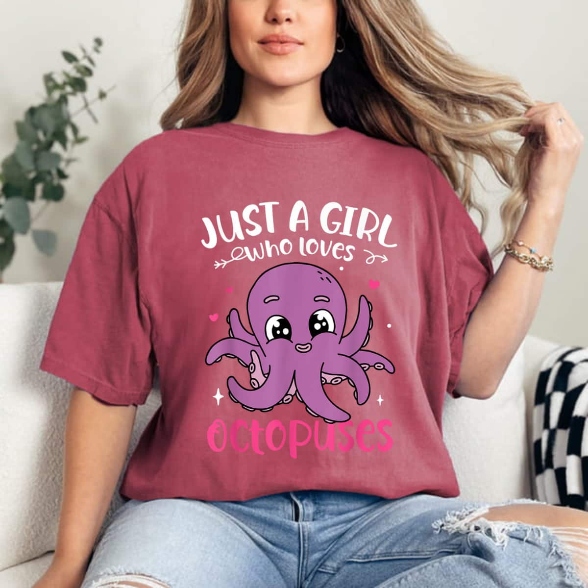 Adorable Octopus Tentacles Just A Girl Who Loves Octopuses T-Shirt Adorable Octopus Tentacles Just A Girl Who Loves Octopuses T-Shirt