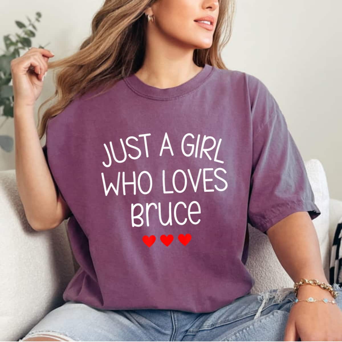 Just A Girl Who Loves Bruce Cute Hearts Love Bruce T-Shirt Just A Girl Who Loves Bruce Cute Hearts Love Bruce T-Shirt
