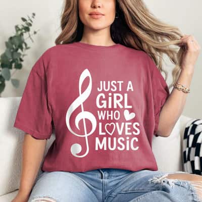 Just A Girl Who Loves Music Notes Musician Player Birthday T-Shirt