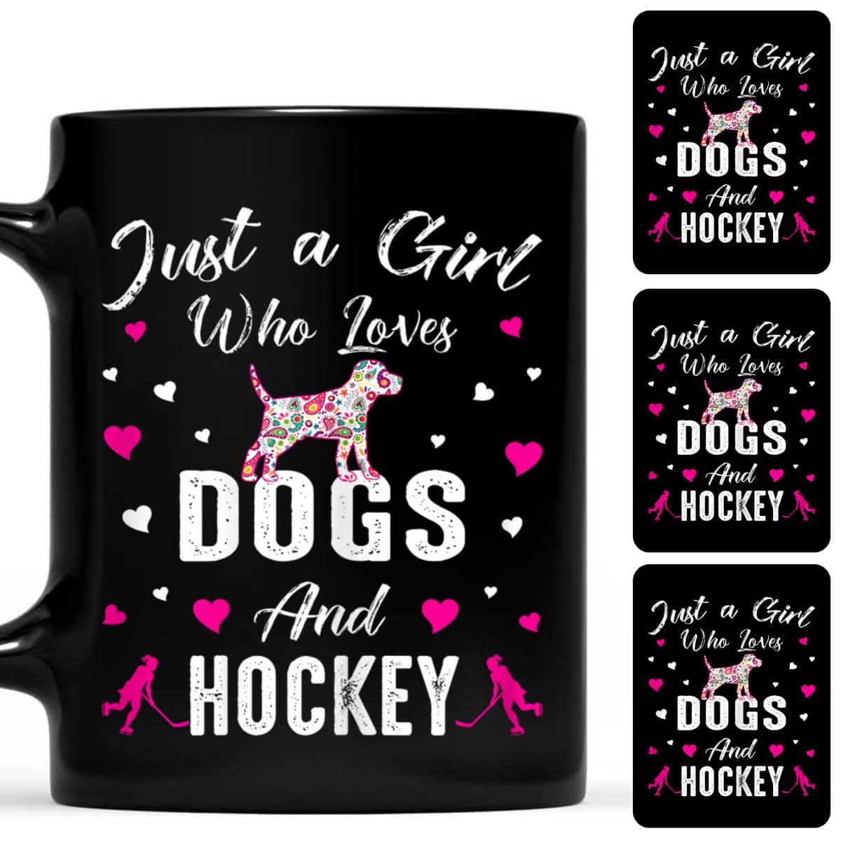 Just A Girl Who Loves Dogs And Ice Hockey Dog Lover T-Shirt