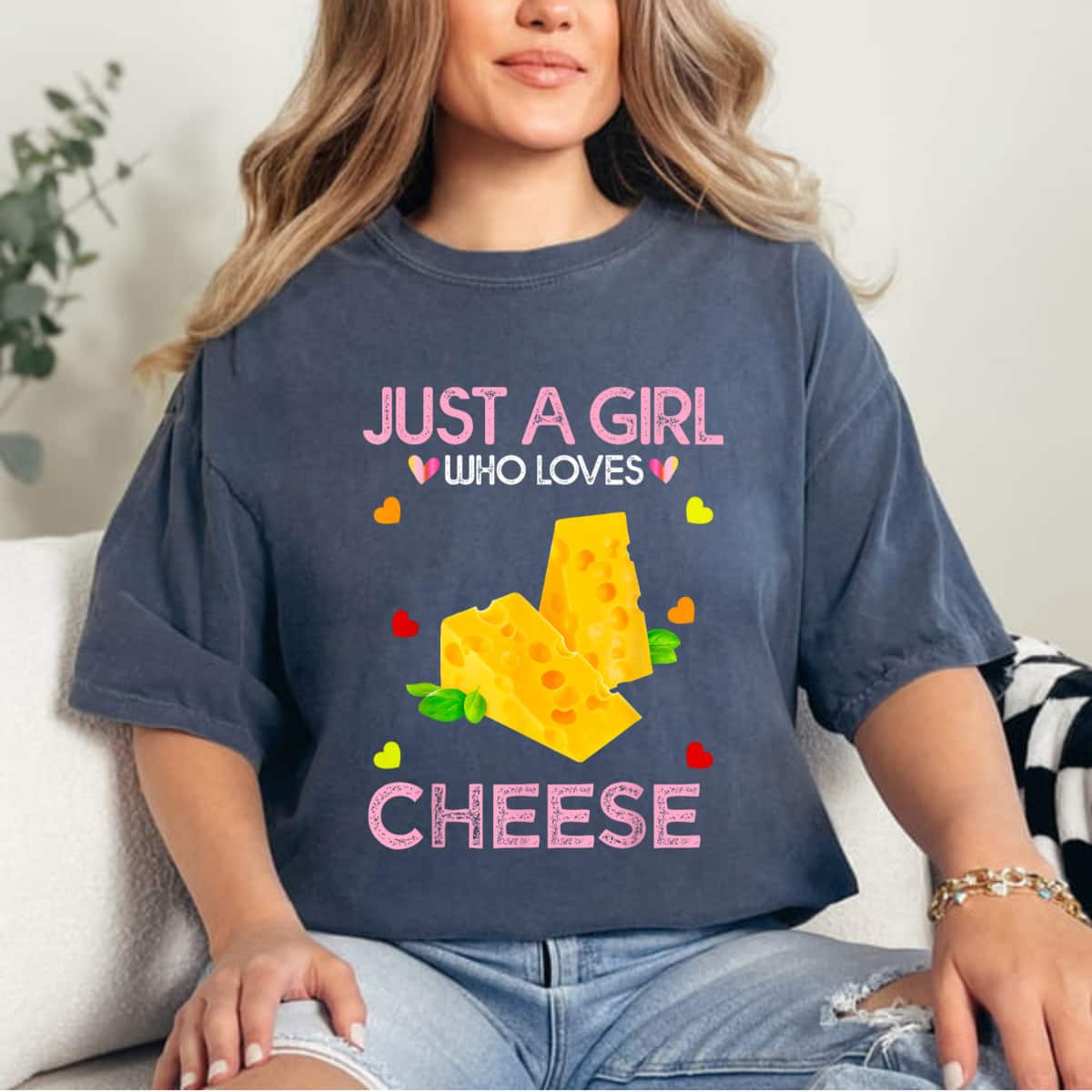 Just A Girl Who Loves Cheese Girl Kids Cheese T-Shirt Just A Girl Who Loves Cheese Girl Kids Cheese T-Shirt