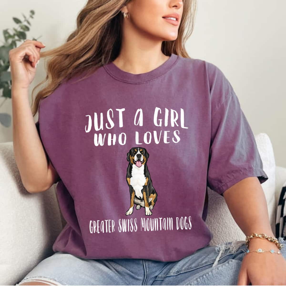Im Just A Girl Who Loves Greater Swiss Mountain Dogs Lover T-Shirt Im Just A Girl Who Loves Greater Swiss Mountain Dogs Lover T-Shirt