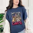 Just A Girl Who Loves Cats Cute Cat Lover Cat Mom Girl T-Shirt