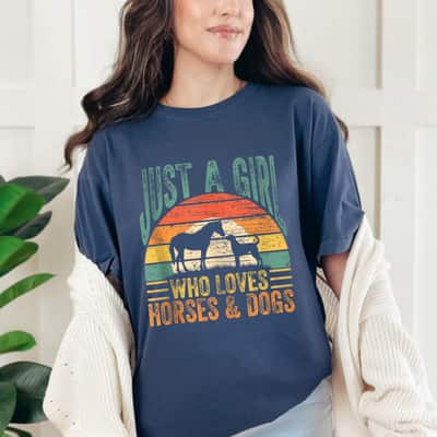 Just A Girl Who Loves Horses And Dogs Love Horses For Girls T-Shirt