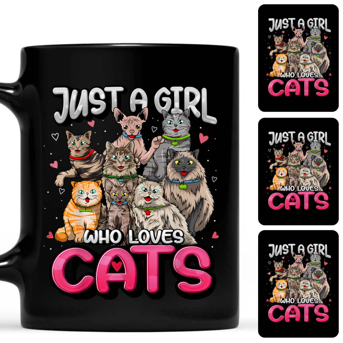 Just A Girl Who Loves Cats Cute Cat Lover Cat Mom Girl T-Shirt