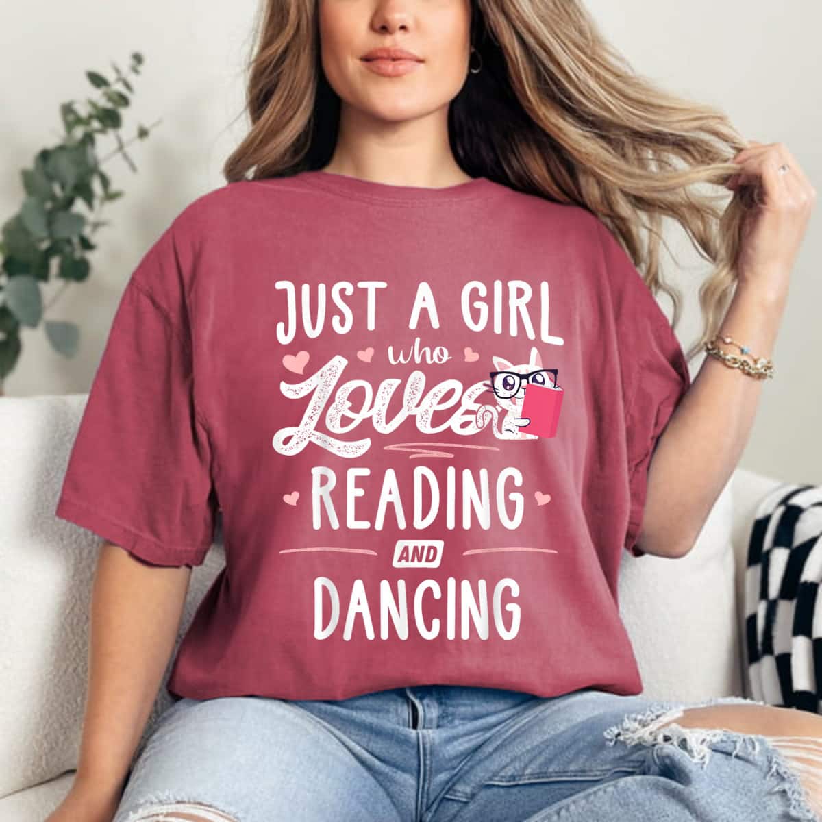 Just A Girl Who Loves Reading And Dancing Gift T-Shirt Just A Girl Who Loves Reading And Dancing Gift T-Shirt