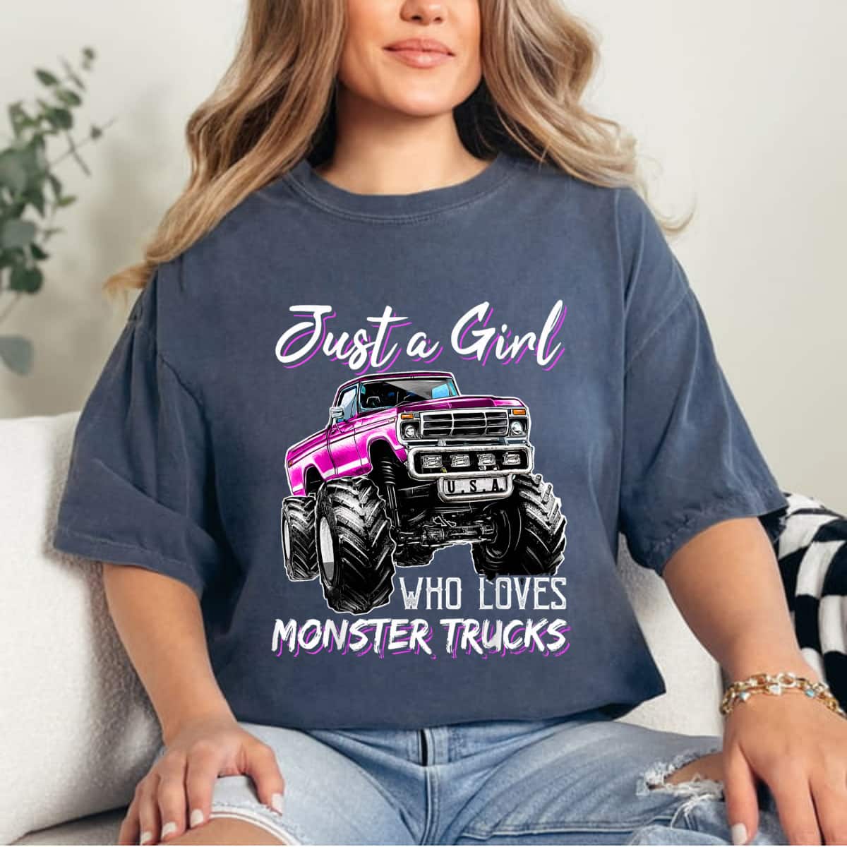 Just A Girl Who Loves Monster Trucks Birthday Gift T-Shirt Just A Girl Who Loves Monster Trucks Birthday Gift T-Shirt