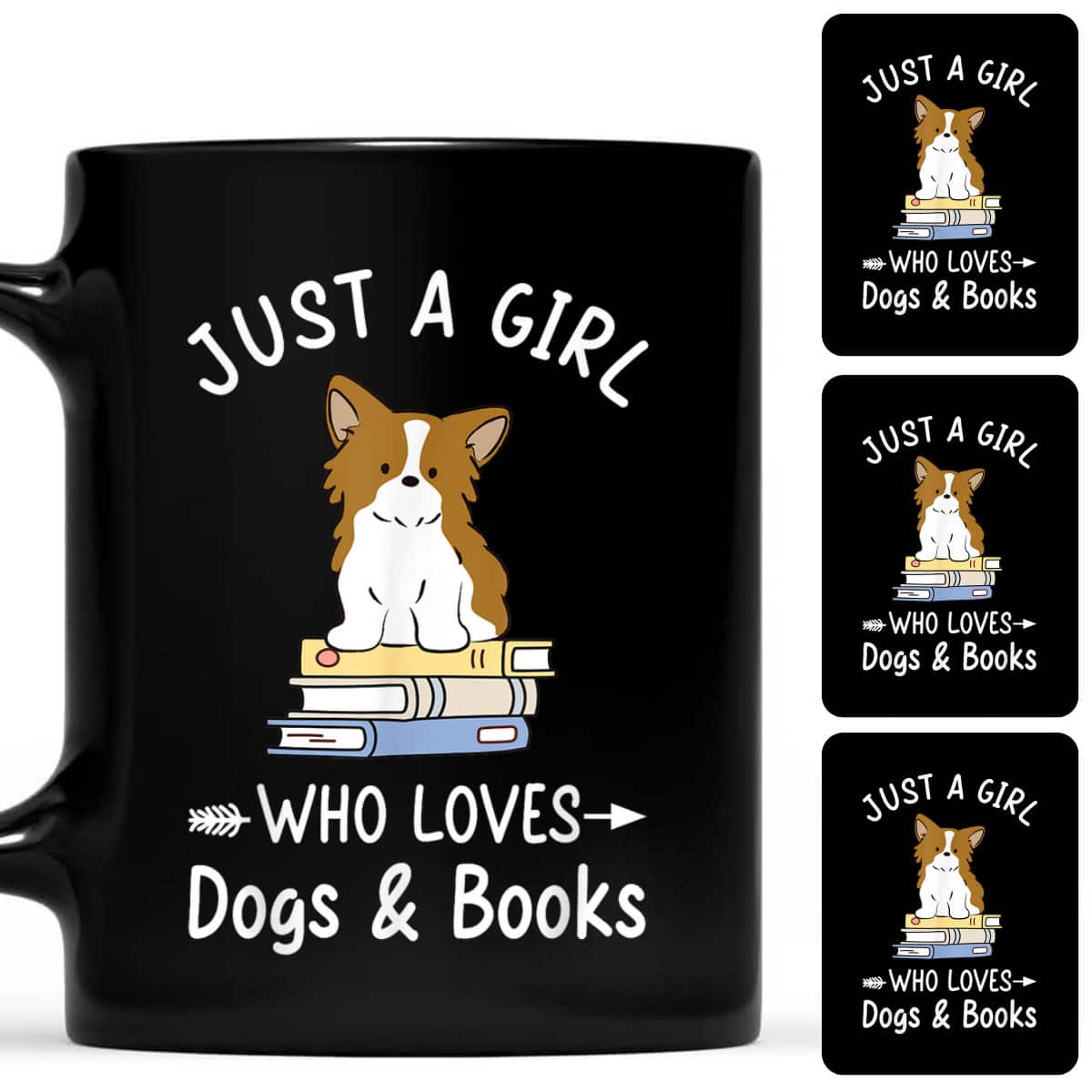 Just A Girl Who Loves Dogs And Books Reading Dog Puppy Lover T-Shirt