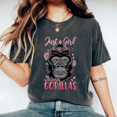 Kids Gorilla Just A Girl Who Loves Gorillas T-Shirt