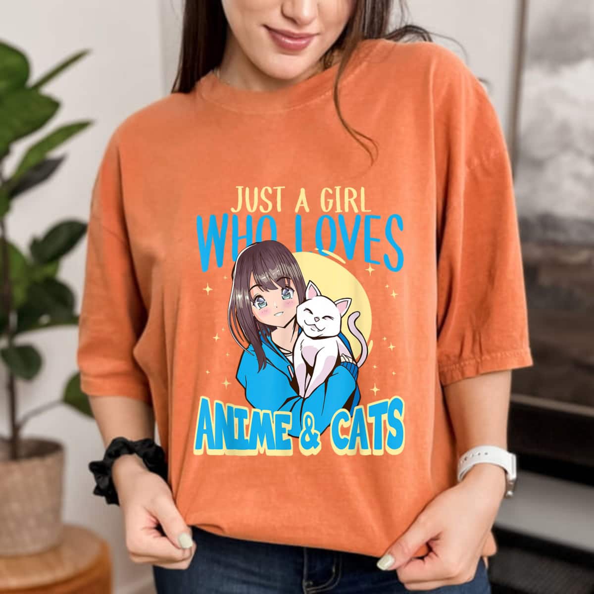 Just A Girl Who Loves Anime & Cats Anime Girl Cat Lover T-Shirt Just A Girl Who Loves Anime & Cats Anime Girl Cat Lover T-Shirt