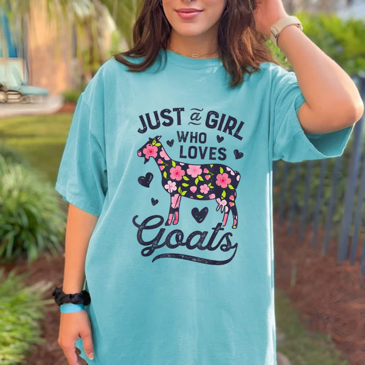 Goat Just A Girl Who Loves Goats Flowers Farmers T-Shirt Goat Just A Girl Who Loves Goats Flowers Farmers T-Shirt