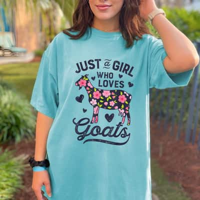 Goat Just A Girl Who Loves Goats Flowers Farmers T-Shirt