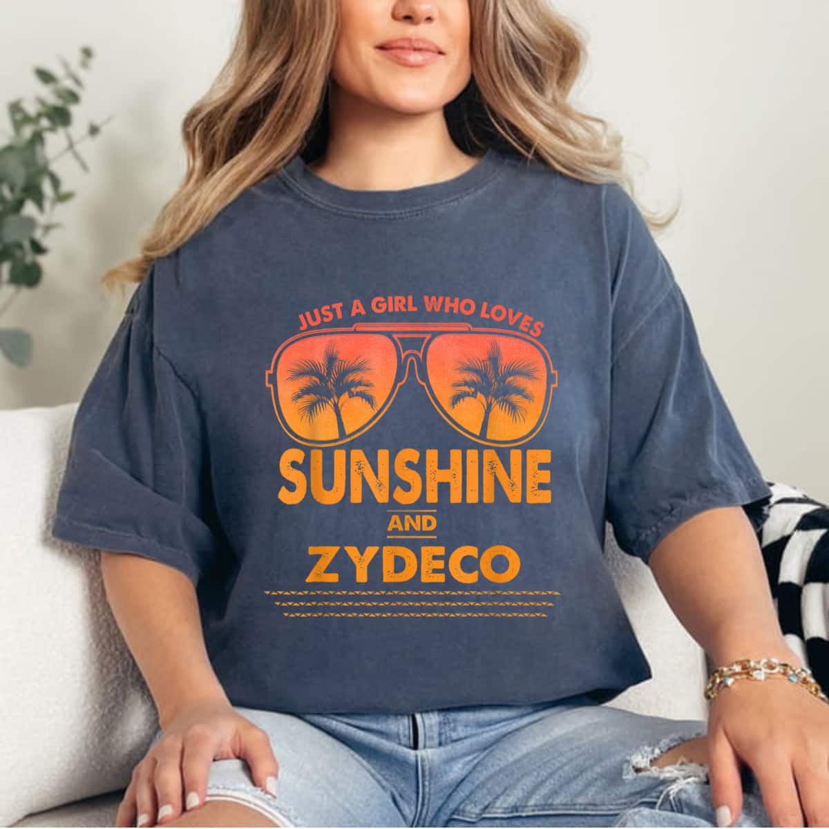 Just A Girl Who Loves Sunshine And Zydeco T-Shirt Just A Girl Who Loves Sunshine And Zydeco T-Shirt