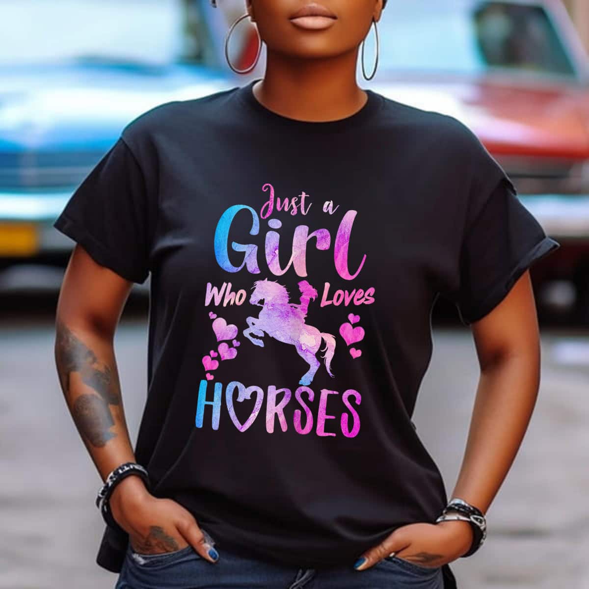 Just A Girl Who Loves Horses Riding Cute Horse Girls T-Shirt Just A Girl Who Loves Horses Riding Cute Horse Girls T-Shirt