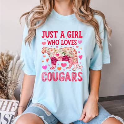 Cougar Just A Girl Who Loves Cougars Flower Women Floral T-Shirt