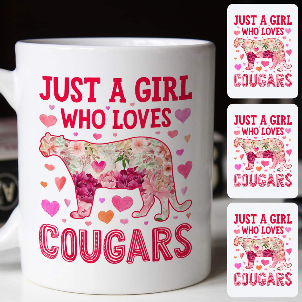 Cougar Just A Girl Who Loves Cougars Flower Women Floral T-Shirt