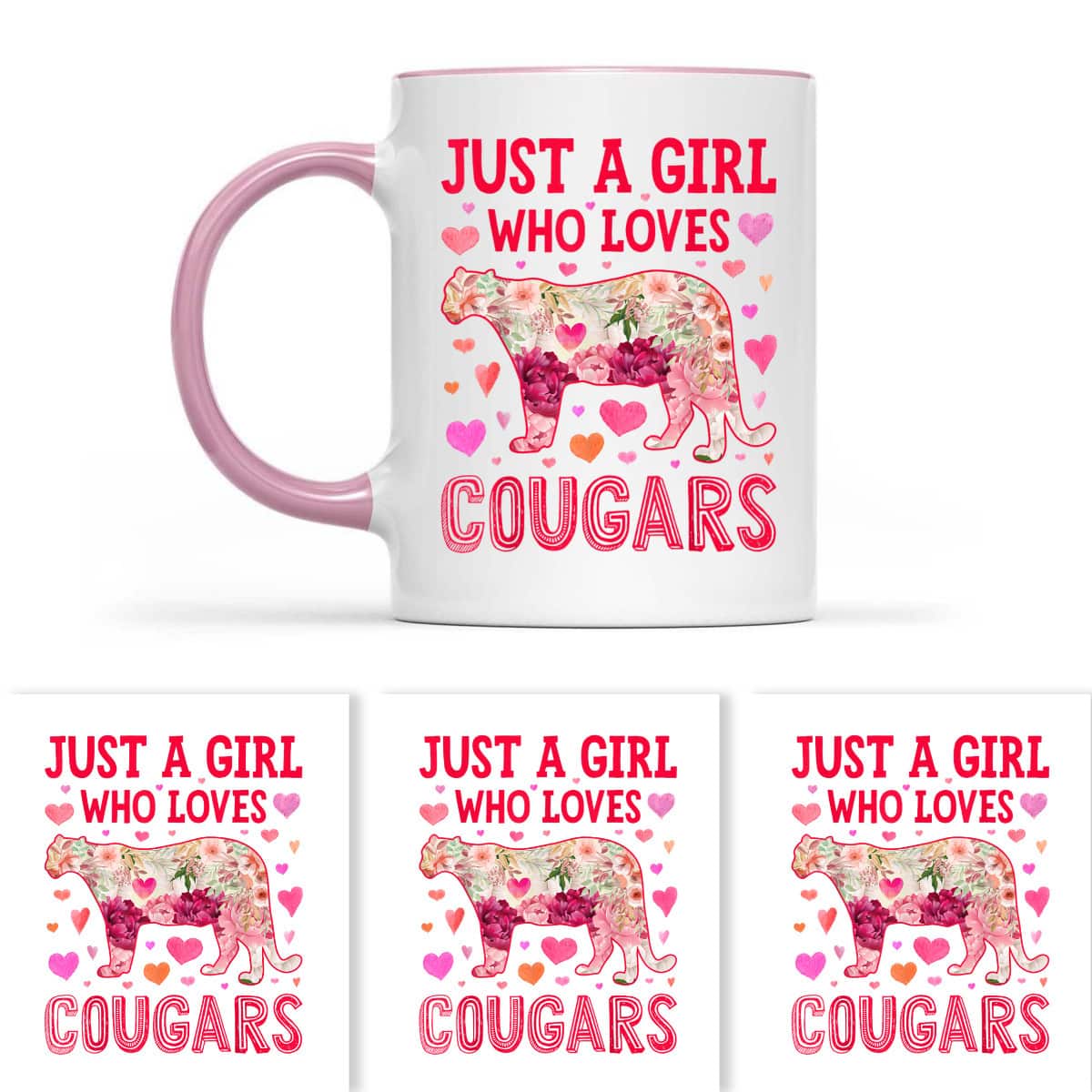 Cougar Just A Girl Who Loves Cougars Flower Women Floral T-Shirt