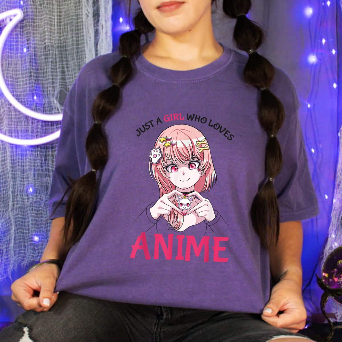 Just A Girl Who Loves Anime Teenage Girls T-Shirt Just A Girl Who Loves Anime Teenage Girls T-Shirt
