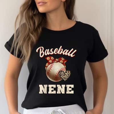 Mother's Day Baseball Nene Bandana Leopard Heart Fans Gift T-Shirt