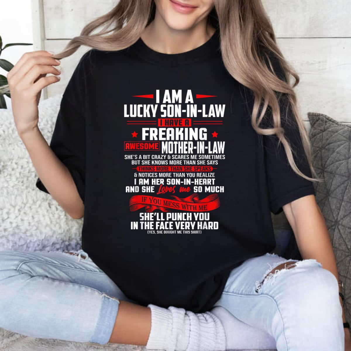 Mother's Day Lucky Son-In-Law Of Mother-In-Law I Love My Mother In Law Gift T-Shirt Mother's Day Lucky Son-In-Law Of Mother-In-Law I Love My Mother In Law Gift T-Shirt