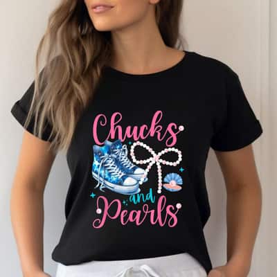 Mother's Day Cute Chucks And Pearls Black History Proud Women Mother Girl Gift T-Shirt
