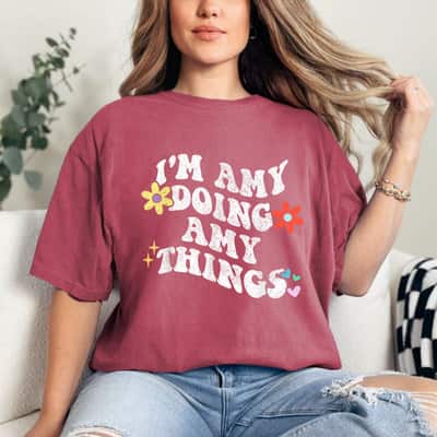 Mother's Day Retro Groovy Im AMY Doing AMY Things Funny Gift T-Shirt