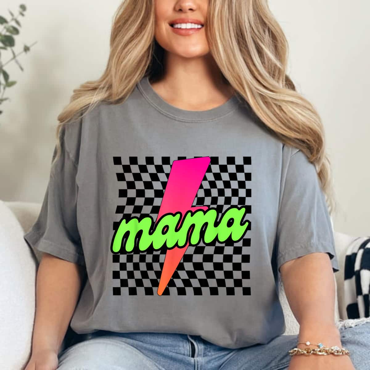 Mother's Day Checkered Mama Bolt Lightning Mom Life New Mama Gift T-Shirt Mother's Day Checkered Mama Bolt Lightning Mom Life New Mama Gift T-Shirt