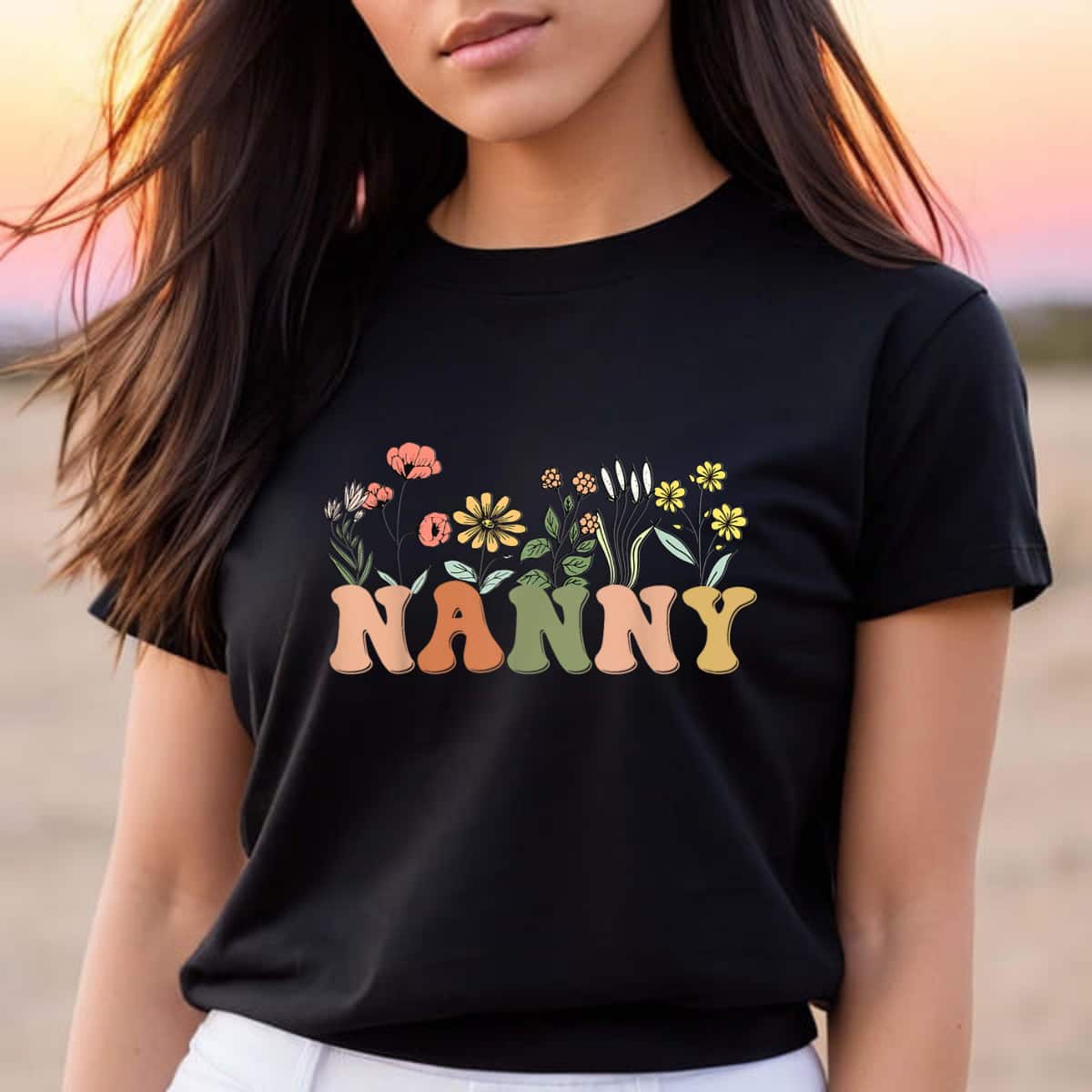 Mother's Day Wildflowers Nanny Floral Nanny Gift T-Shirt Mother's Day Wildflowers Nanny Floral Nanny Gift T-Shirt