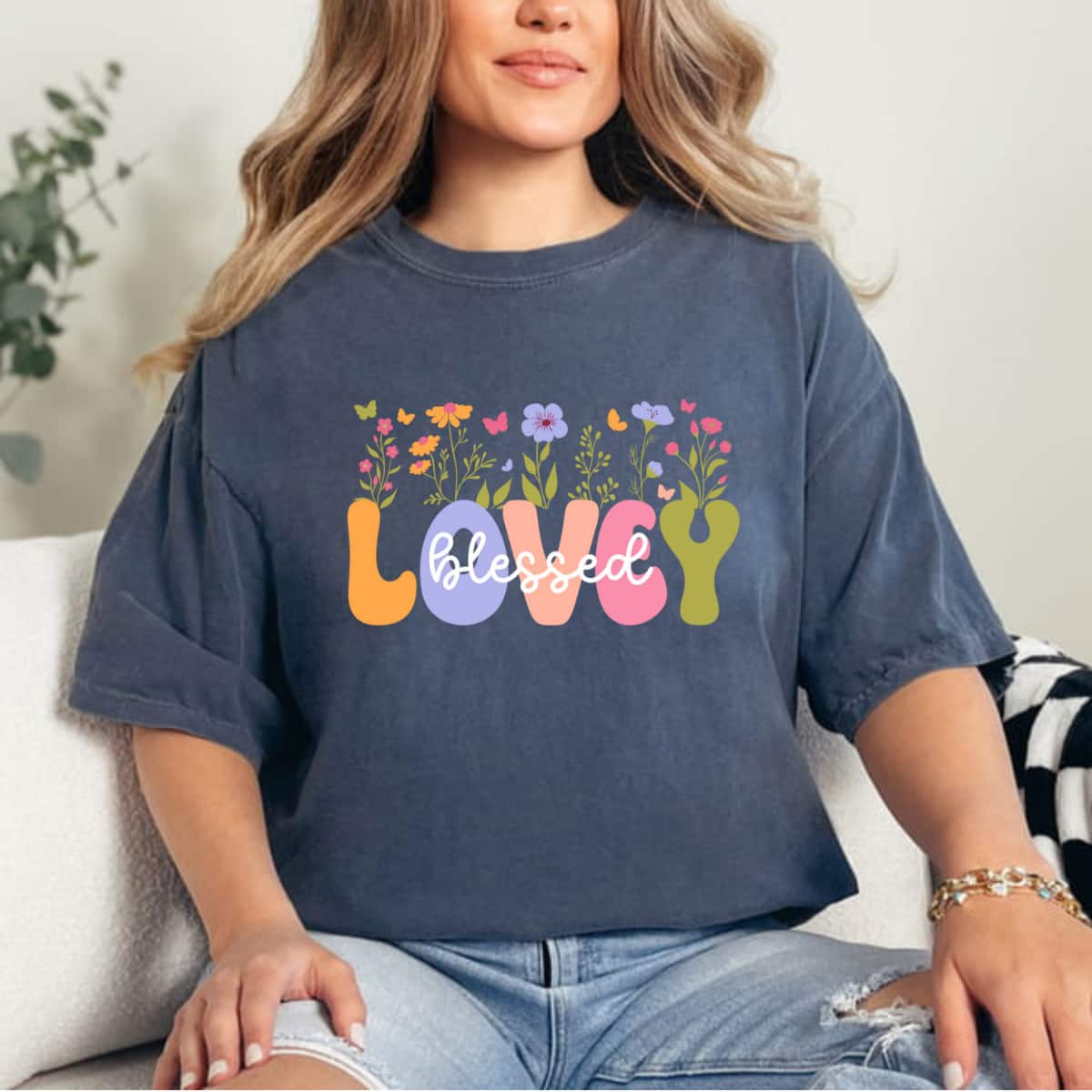 Mother's Day Blessed Lovey Grandma Groovy Lovey Grandmother Gift T-Shirt Mother's Day Blessed Lovey Grandma Groovy Lovey Grandmother Gift T-Shirt