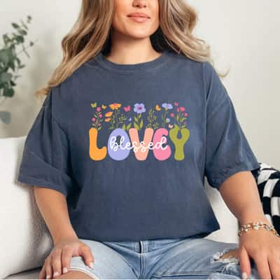 Mother's Day Blessed Lovey Grandma Groovy Lovey Grandmother Gift T-Shirt