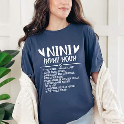 Nini Gifts From Grandchild Mothers Day Funny Nini Definition T-Shirt