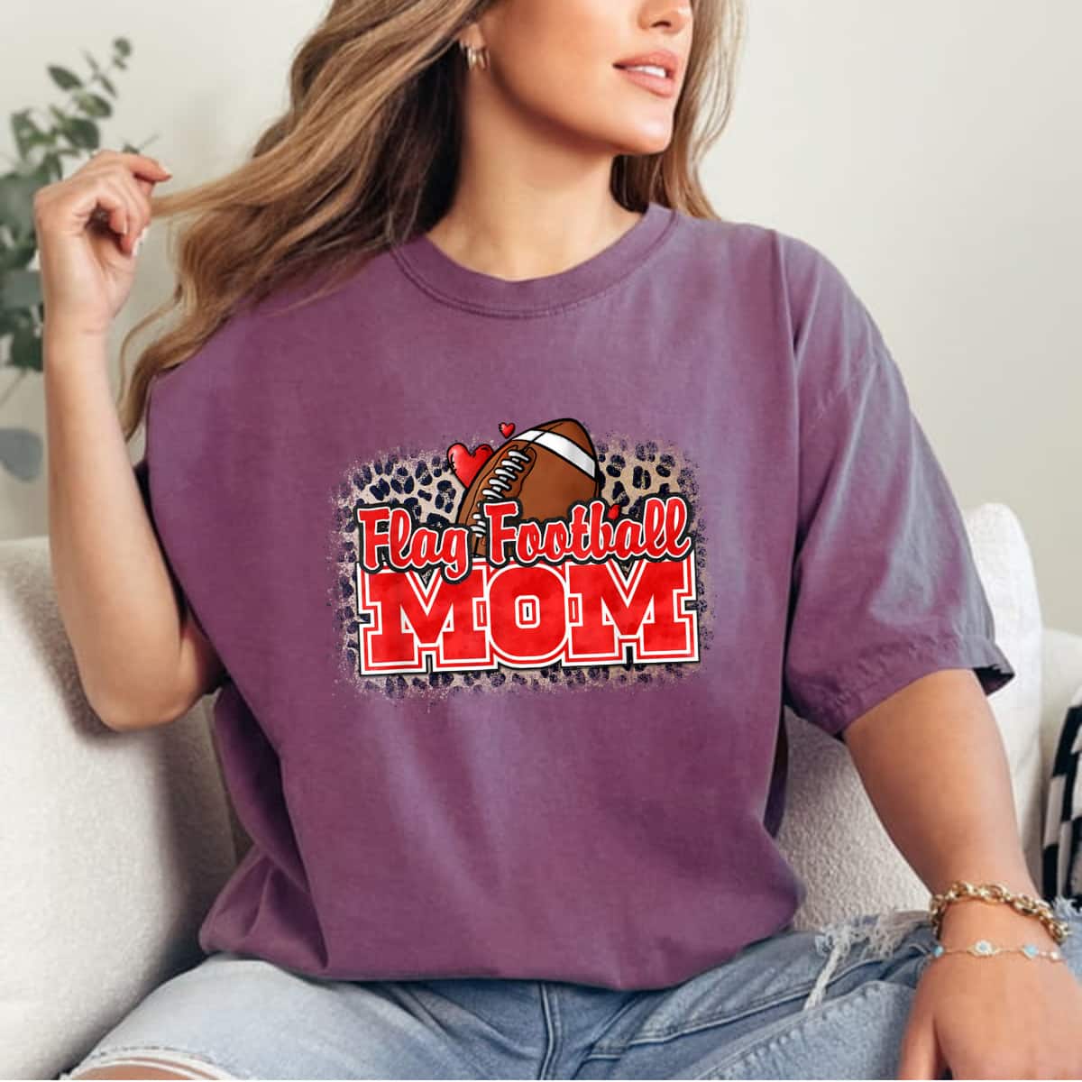 Flag Football Mom Proud Mom Of Ballers Leopard Skin T-Shirt Flag Football Mom Proud Mom Of Ballers Leopard Skin T-Shirt