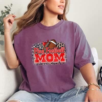 Flag Football Mom Proud Mom Of Ballers Leopard Skin T-Shirt