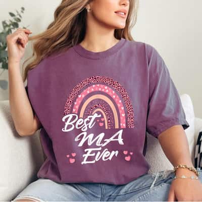 Funny Best Ma Ever Rainbow Cute Mothers Day For T-Shirt