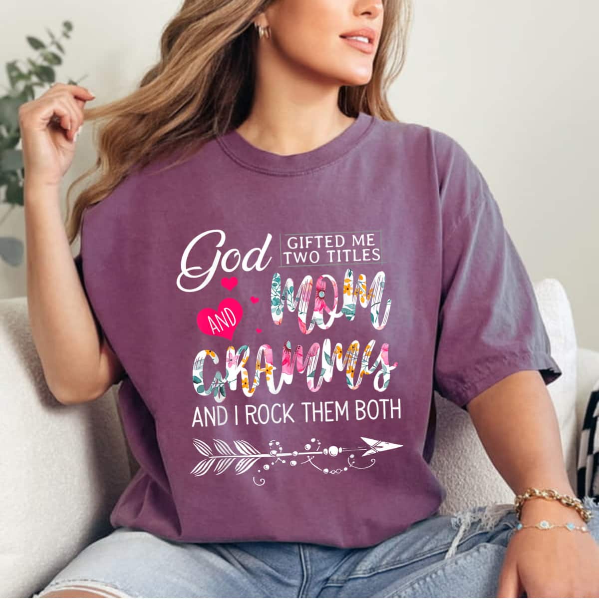 God Gifted Me Two Titles Mom And Grammy Flower Mother's Day T-Shirt God Gifted Me Two Titles Mom And Grammy Flower Mother's Day T-Shirt