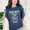 Mom With Three Boys Battery Empty Mama With 3 Sons T-Shirt