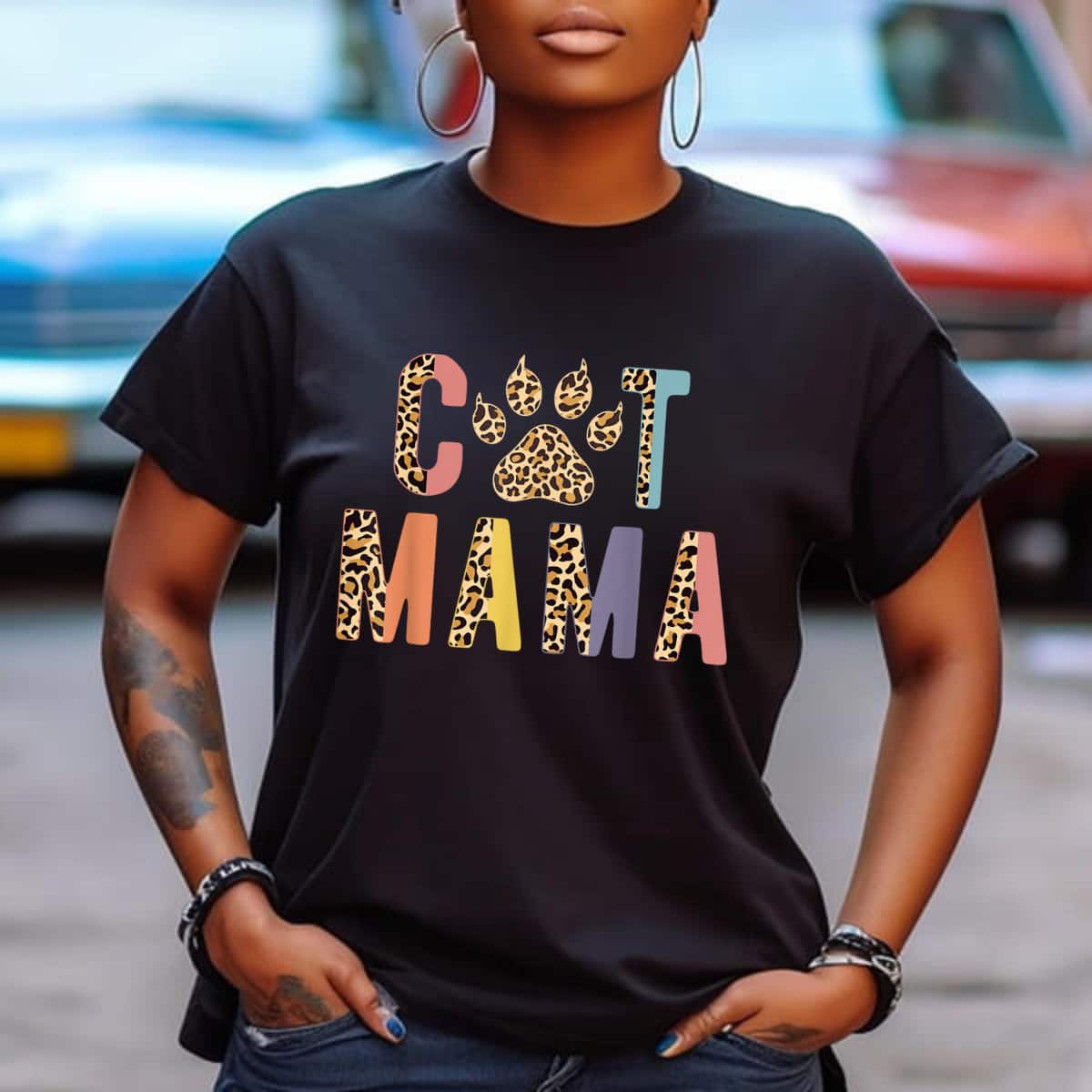 Cat Mama Mother's Day Kitty Kitten Lovers Cute Leopard T-Shirt Cat Mama Mother's Day Kitty Kitten Lovers Cute Leopard T-Shirt