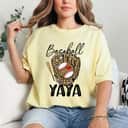 Baseball Yaya Leopard Game Day Mothers Day T-Shirt