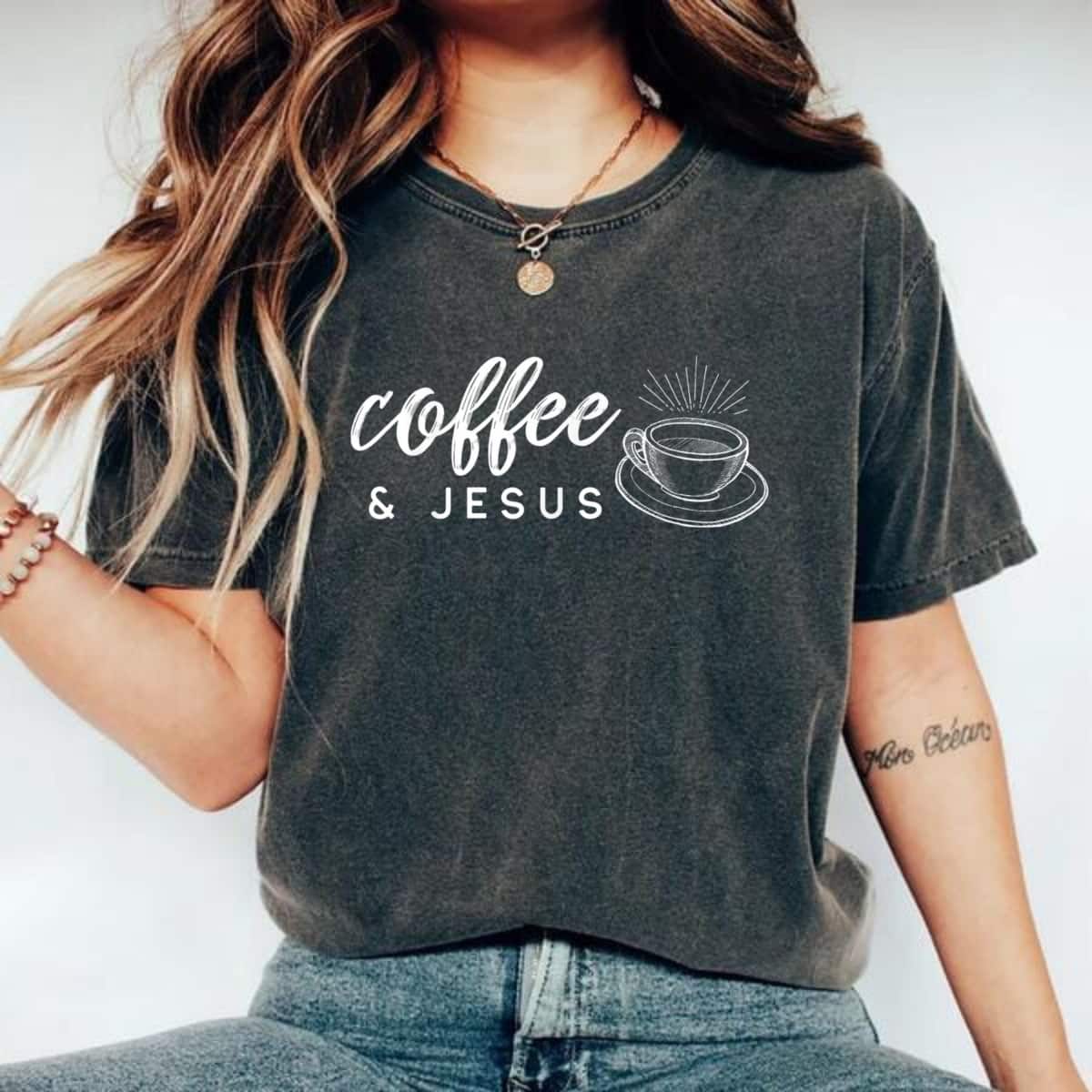 Coffee And Jesus Caffeine And Prayer For Christian Mom T-Shirt Coffee And Jesus Caffeine And Prayer For Christian Mom T-Shirt
