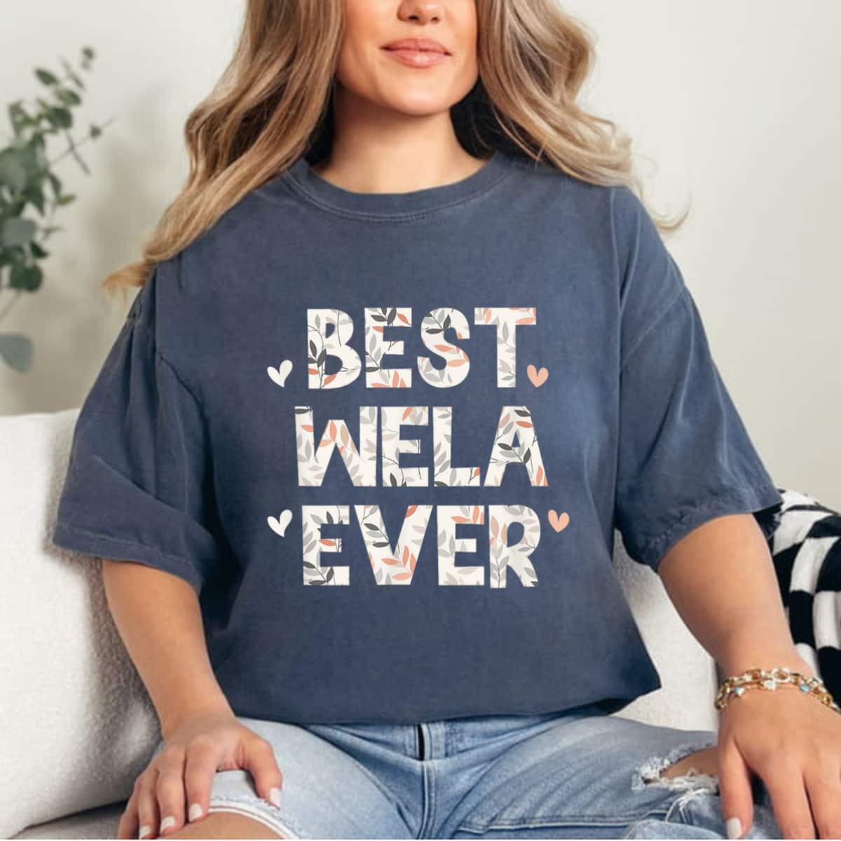 Best Wela Ever Floral Family Love Hearts T-Shirt Best Wela Ever Floral Family Love Hearts T-Shirt