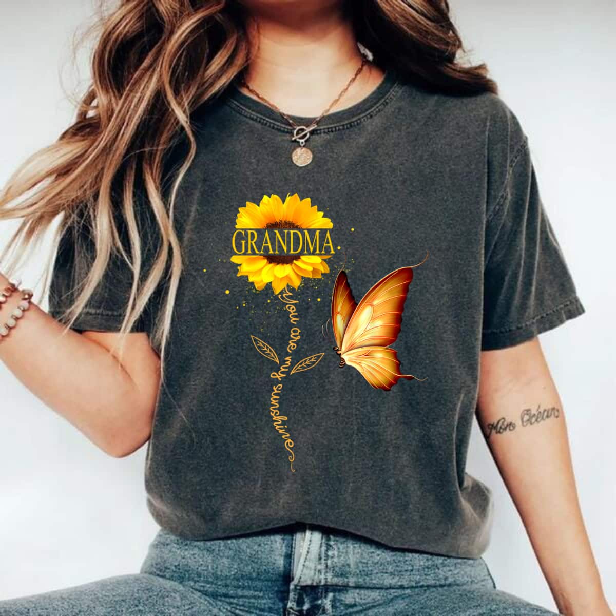 Grandma You Are My Sunshine Butterfly Sunflower Mother's Day T-Shirt Grandma You Are My Sunshine Butterfly Sunflower Mother's Day T-Shirt
