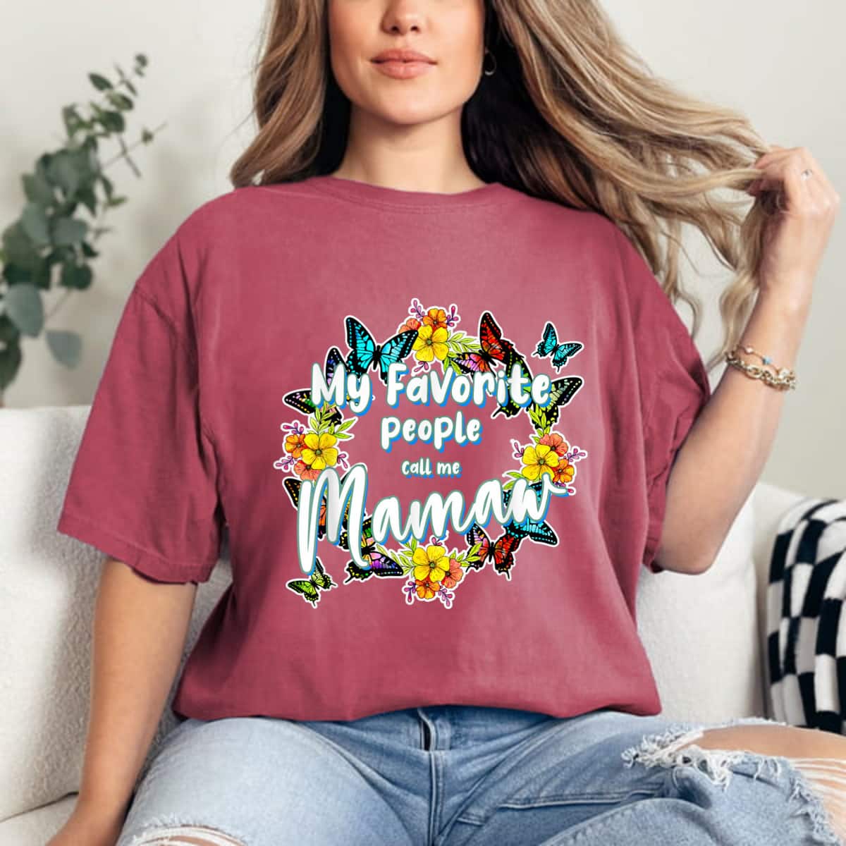 My Favorite People Call Me Mamaw Butterfly Mother's Day T-Shirt My Favorite People Call Me Mamaw Butterfly Mother's Day T-Shirt