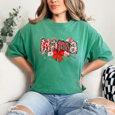 Mama Coquette Bow Happy Valentine Day Mom Mother Cupid T-Shirt