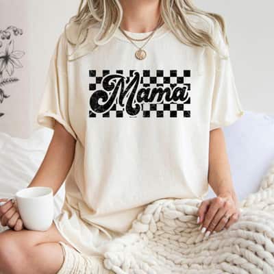 Funny Retro Checkered Mama Race Vintage Mom Mother's Day T-Shirt