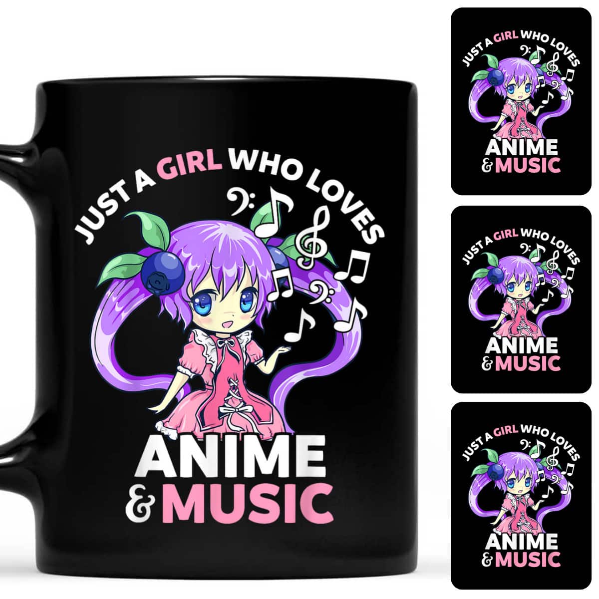 Cute Kawaii Chibi Just A Girl Who Loves Anime And Music T-Shirt